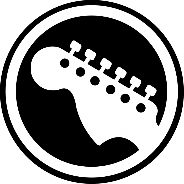 Rock Band Guitar Logo Clipart (600x600), Png Download