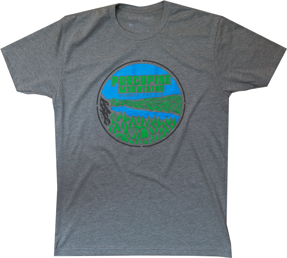 "porcupine Mountains" Heather Grey T-shirt - Porcupine Mountains Clipart (1024x1024), Png Download