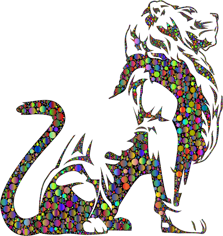 Clipart Stylistic Lion Silhouette Circles Polyprismatic - Png Download (736x778), Png Download