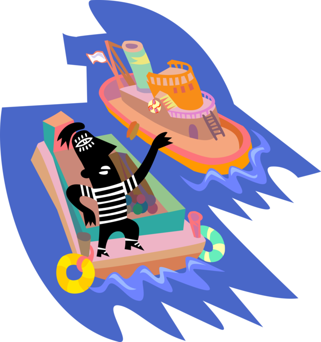 Vector Illustration Of Mississippi Barge And Tugboat Clipart (656x700), Png Download