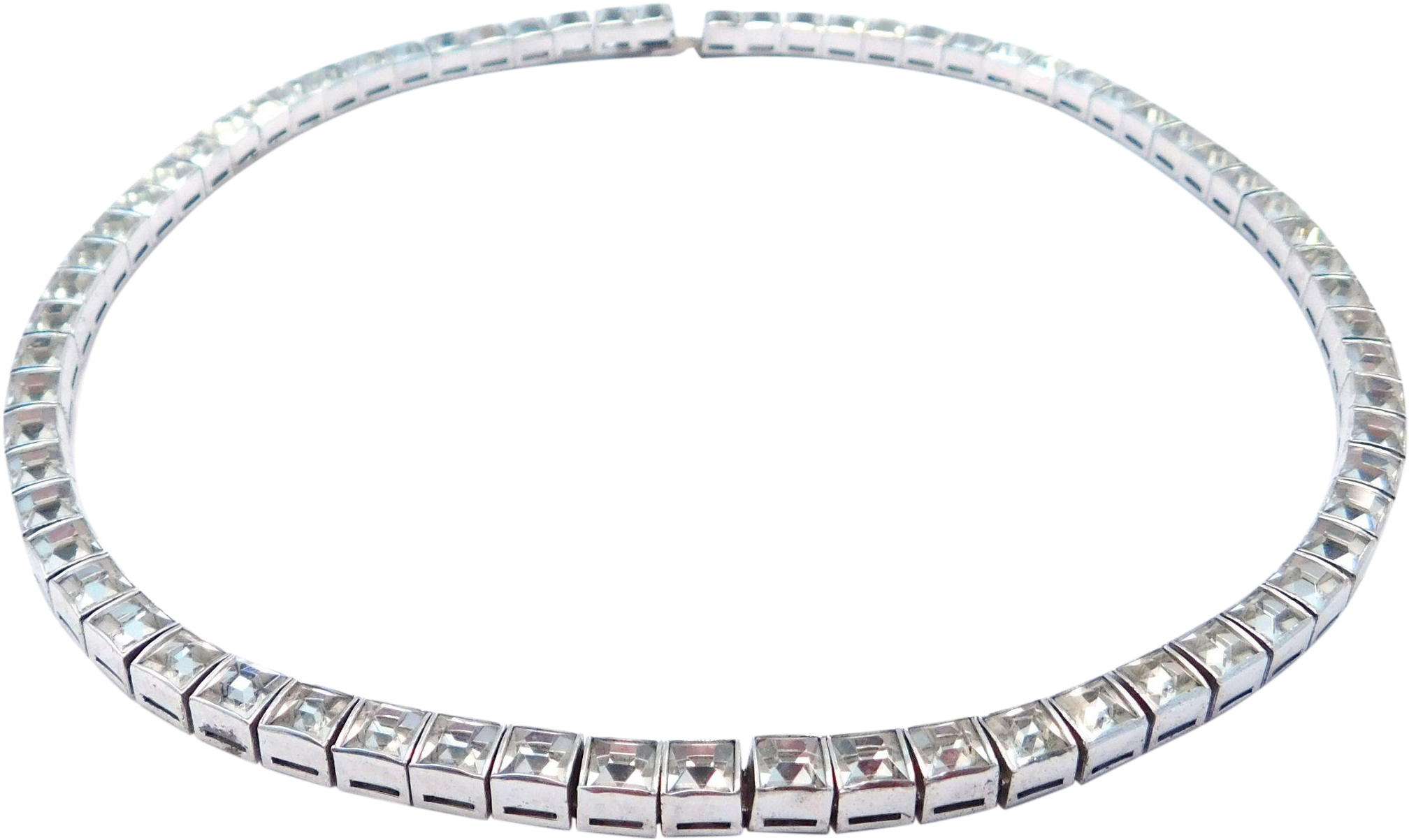 Art Deco Sterling Line Necklace Crystals Choker - Line Necklace Clipart (2015x2015), Png Download