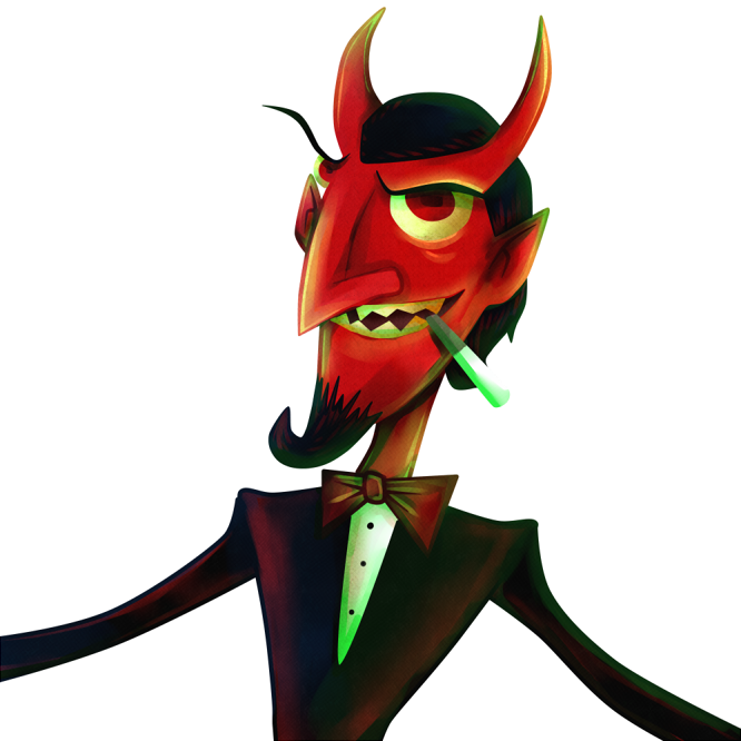 Was Playing Around In Sai And Wanted To Draw A Devil - Cartoon Clipart (666x666), Png Download