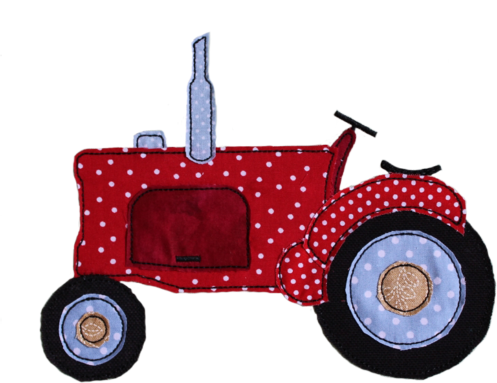 Raw Edge Applique Tractor - Embroidery Clipart (776x601), Png Download