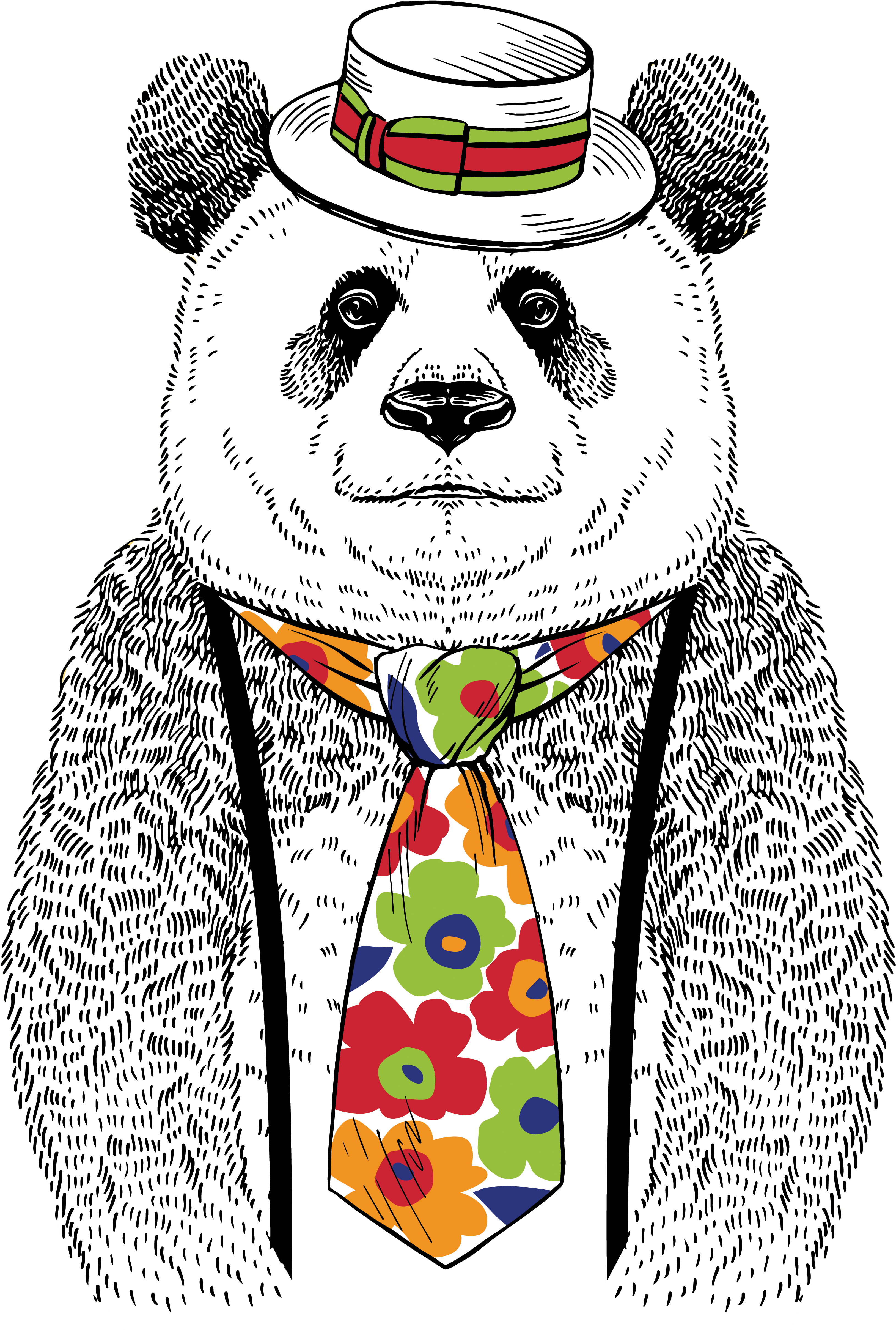 Panel Jersey Fashion Panda Na Ecru 55x70cm - Straw Clipart (5333x5333), Png Download