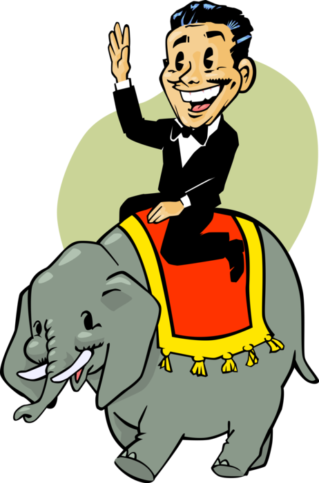 Vector Illustration Of Big Top Circus Performer Rides - Cartoon Clipart (462x700), Png Download