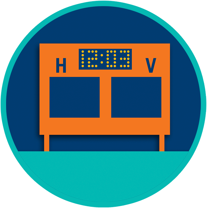 A Blank Scoreboard Showing V And H Teams With The Clock - Clock Clipart (680x682), Png Download