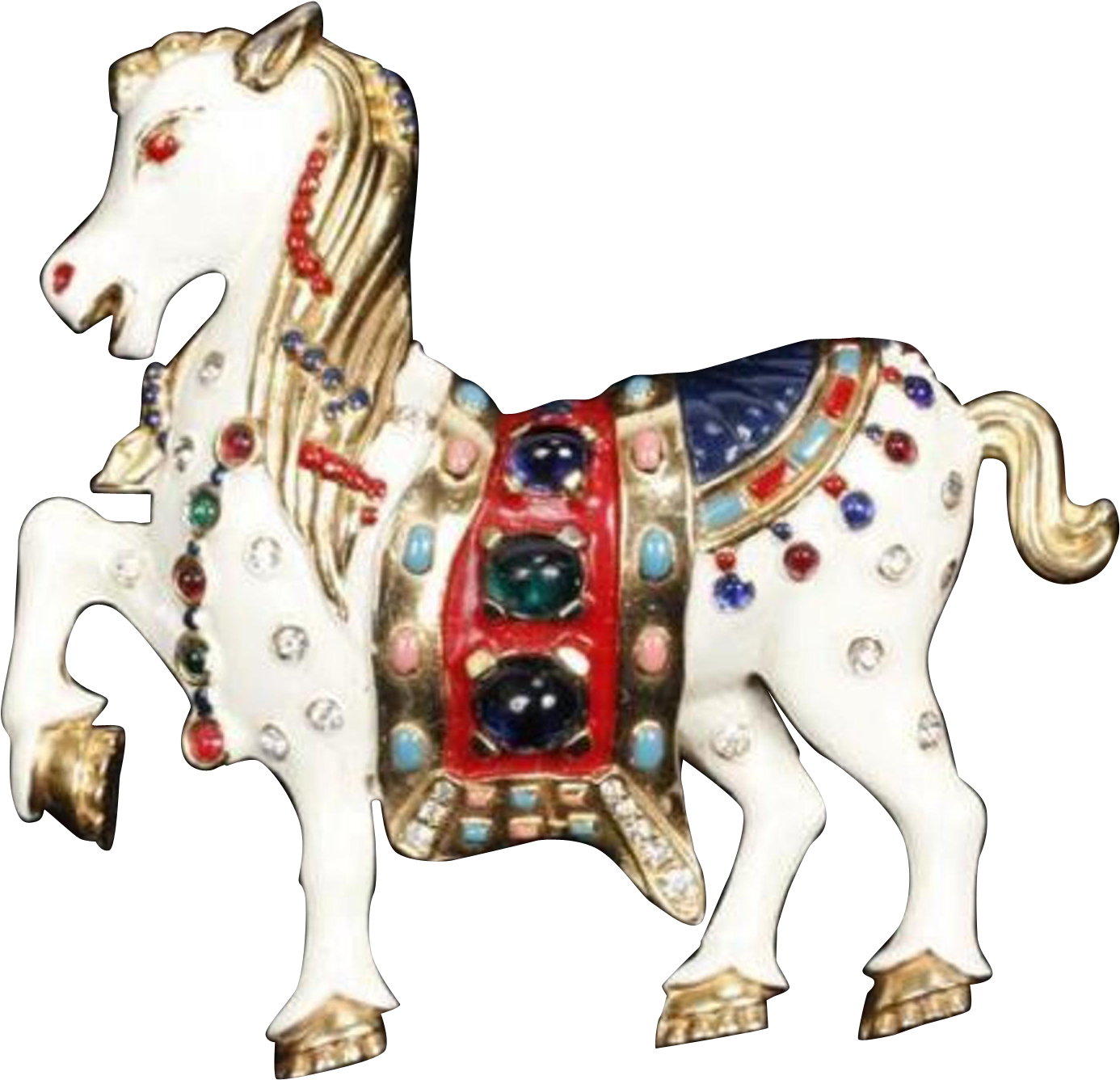 Trifari 'david Mir' Enamel, Bejeweled 'carousel Horse' - Bejeweled Clipart (1385x1385), Png Download
