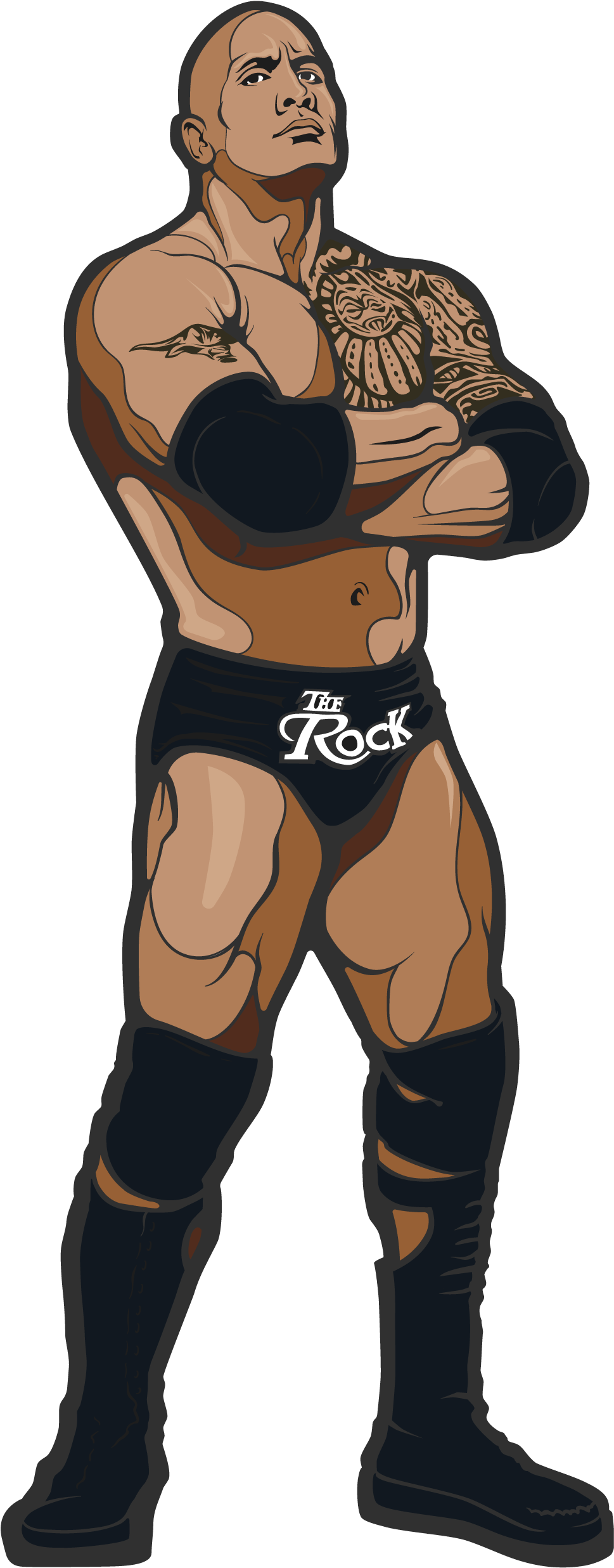 The Rock - Wwe The Rock Cartoon Clipart (2000x3500), Png Download