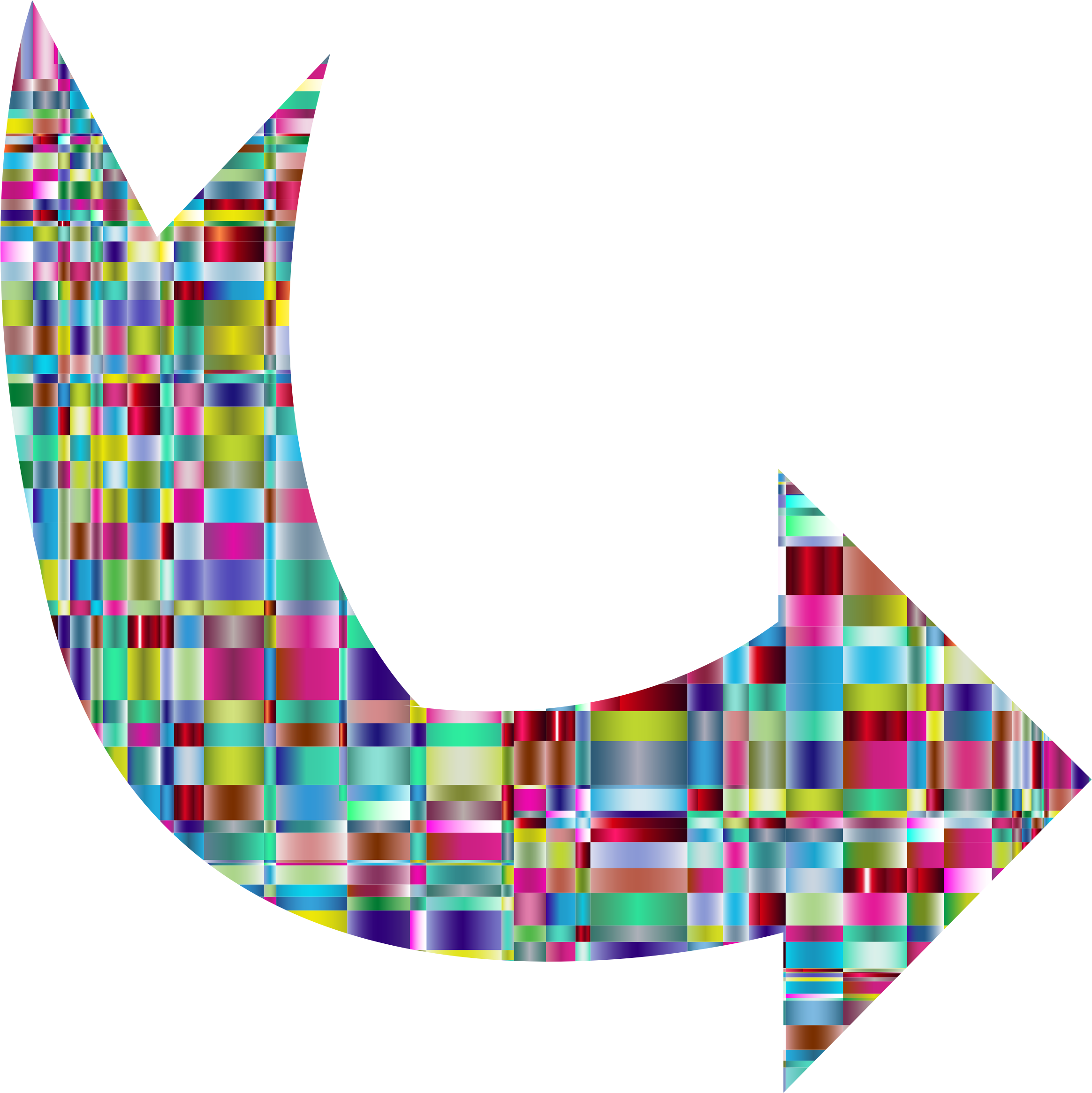 Checkered Crystalline Curved Arrow Clipart (2328x2330), Png Download