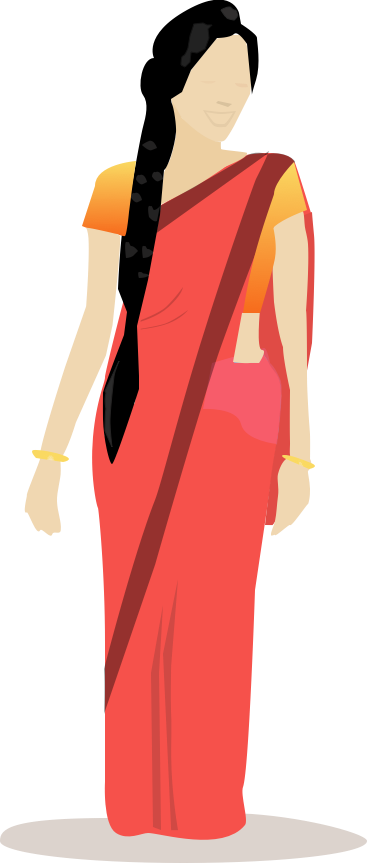 Indian Woman In Sketch Vector Sketches Pinterest - Woman In Sari Vector Clipart (367x863), Png Download