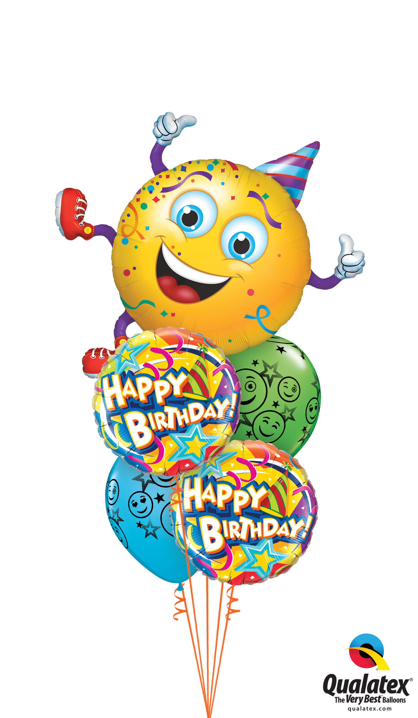 Classic Smiley Man Balloon Bouquet - 38" Shape Smiley Party Guy Foil Balloon - Mylar Balloons Clipart (1400x2400), Png Download
