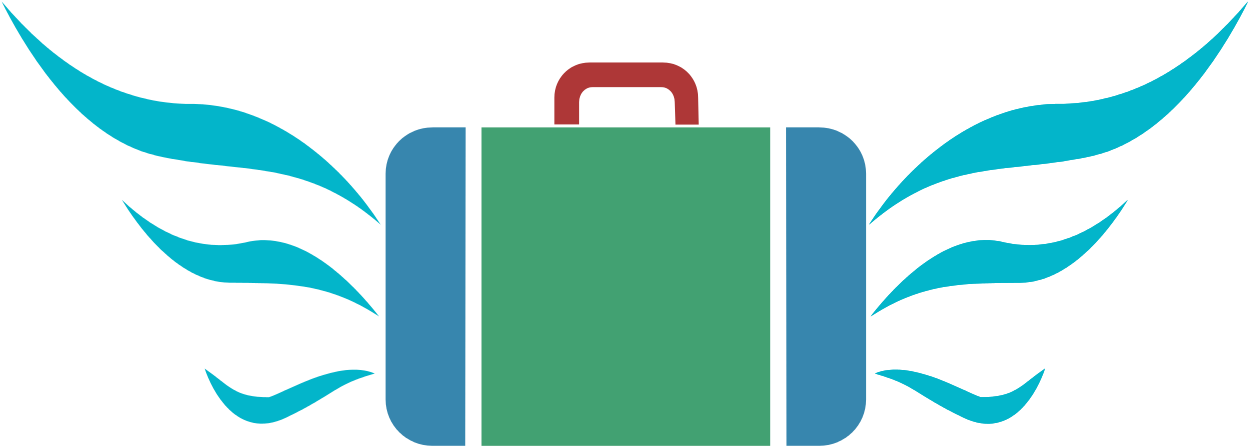 Suitcasewith Wings Clipart (1280x480), Png Download