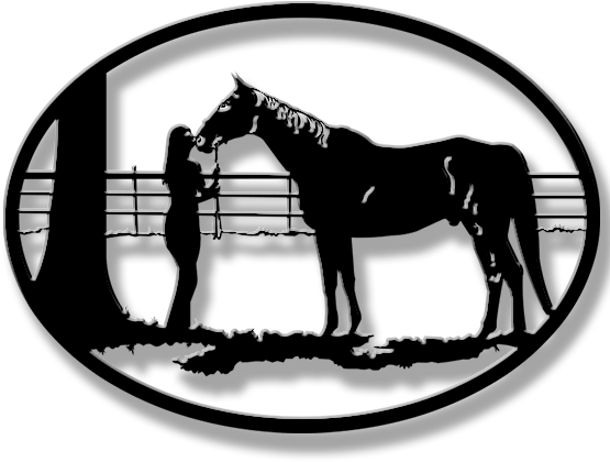 Girl And Horse Silhouette - Portable Network Graphics Clipart (555x600), Png Download