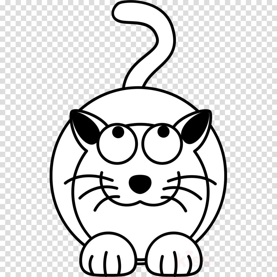 Black And White Cat Cartoon Clipart Cat Black And White - Clipart Black And White - Png Download (900x900), Png Download