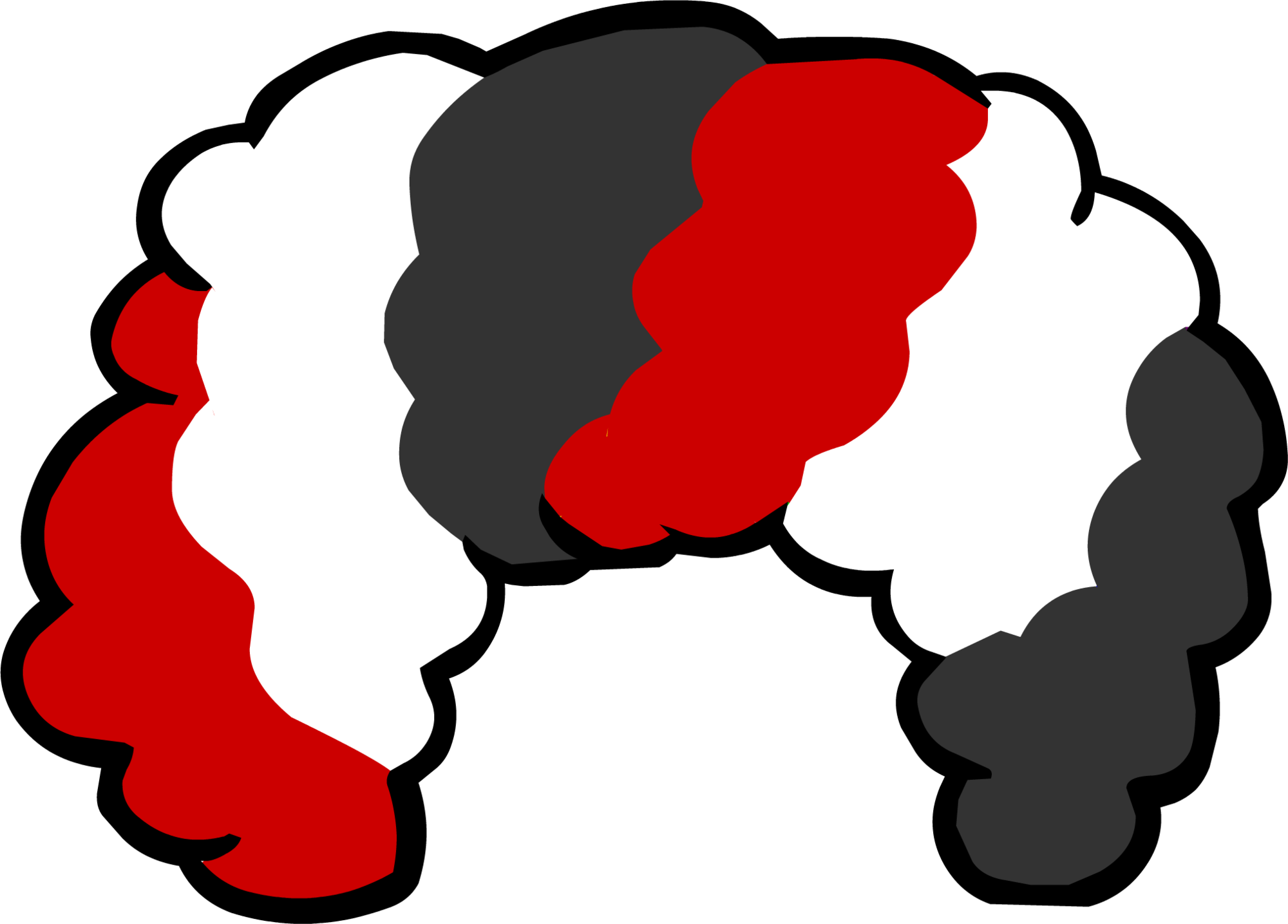 Peluca De Payaso Vector Clipart (2000x1435), Png Download