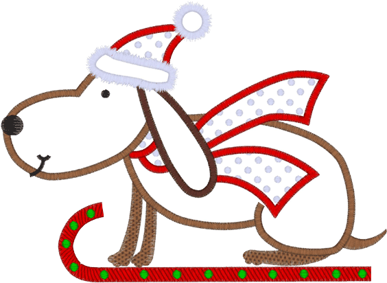 Christmas Dog On Sleigh Applique Clipart (567x567), Png Download