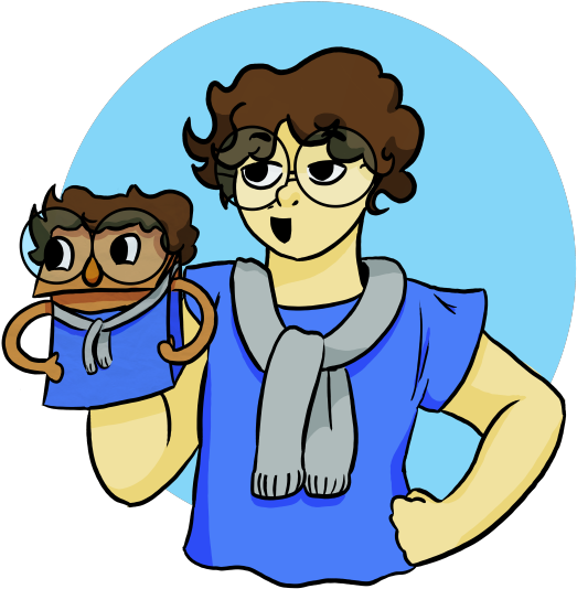 Another Patton With His Puppet - Cartoon Clipart (540x648), Png Download