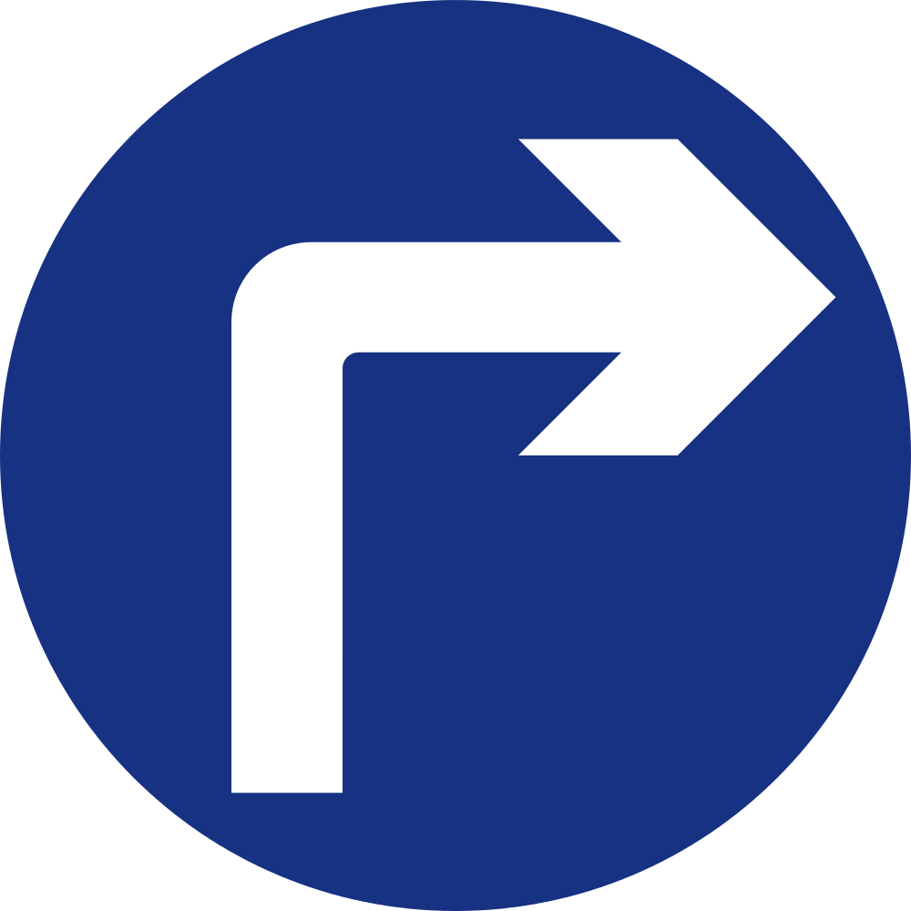 Open - Right Turn Ahead Sign Clipart (1000x1000), Png Download