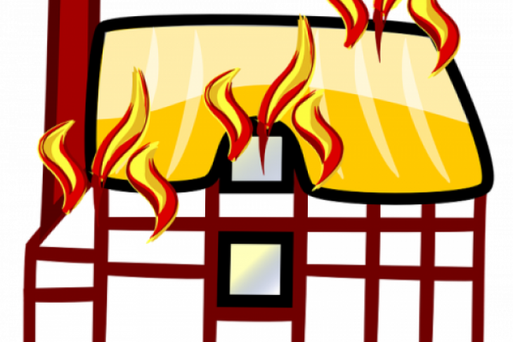Burning House Cartoon Clipart Cartoon Building Clip - Building On Fire Cartoon - Png Download (730x487), Png Download