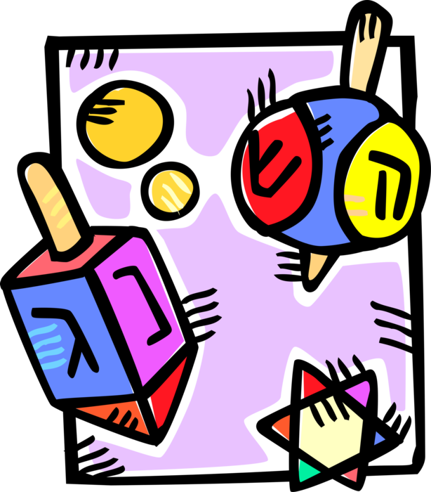 Vector Illustration Of Jewish Holiday Of Chanukah Hanukkah Clipart (614x700), Png Download