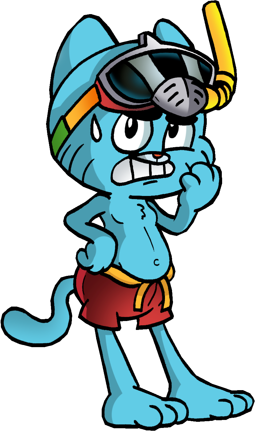Gumball Swimming Trunks - Cartoon Clipart (830x1403), Png Download