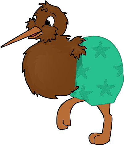 Little Kiwi In His Swimming Trunks Clipart (800x600), Png Download