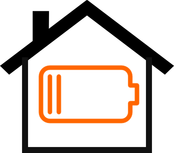 House With Battery - Battery Power Storage Icon Clipart (608x537), Png Download