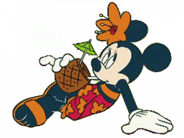 Tropical Clipart Disney - Disney 6.83" H Brightly Coloured Mickey & Minnie - Png Download (640x480), Png Download