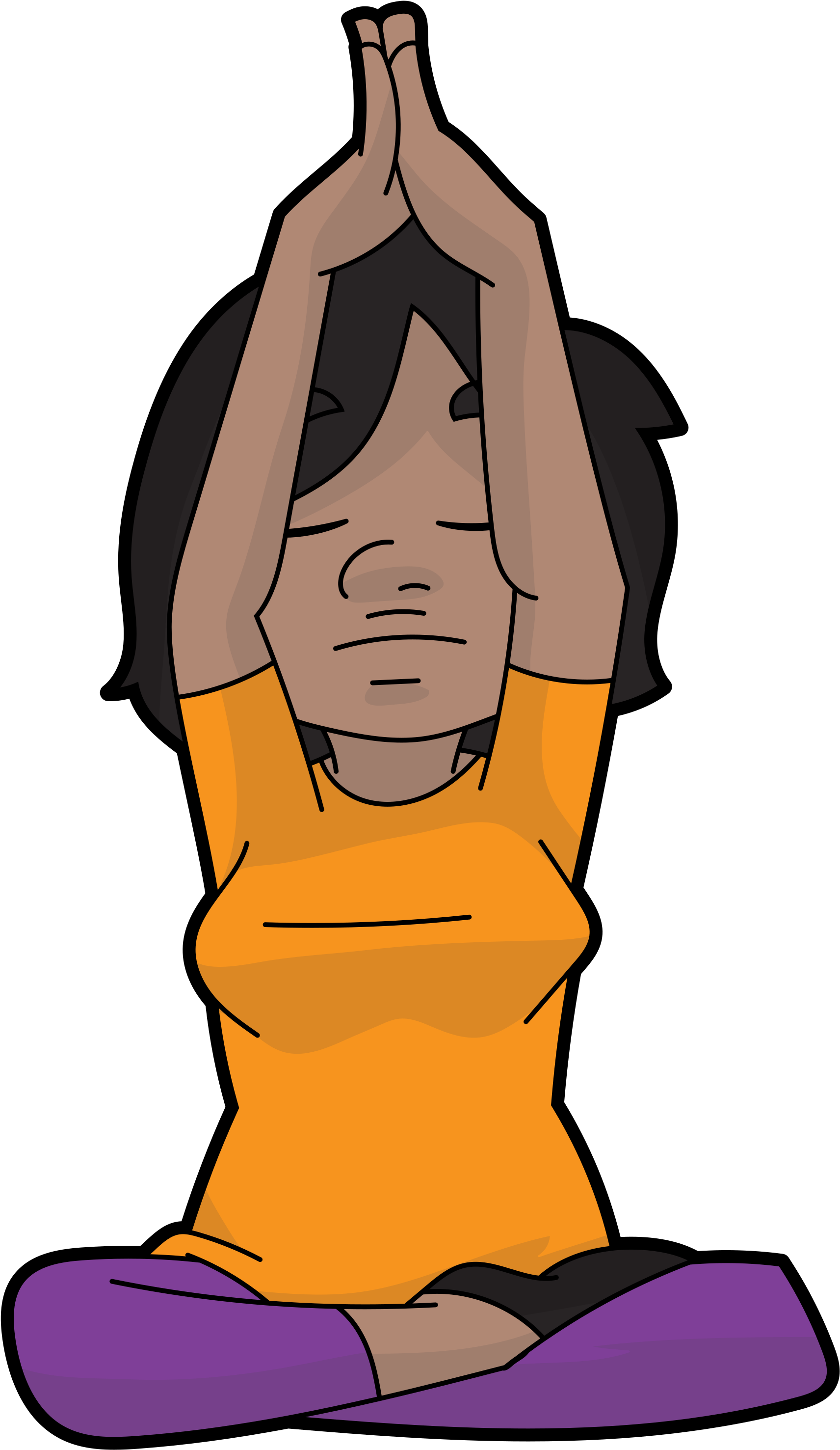 Open - Black Cartoon Meditating Clipart (2000x3455), Png Download
