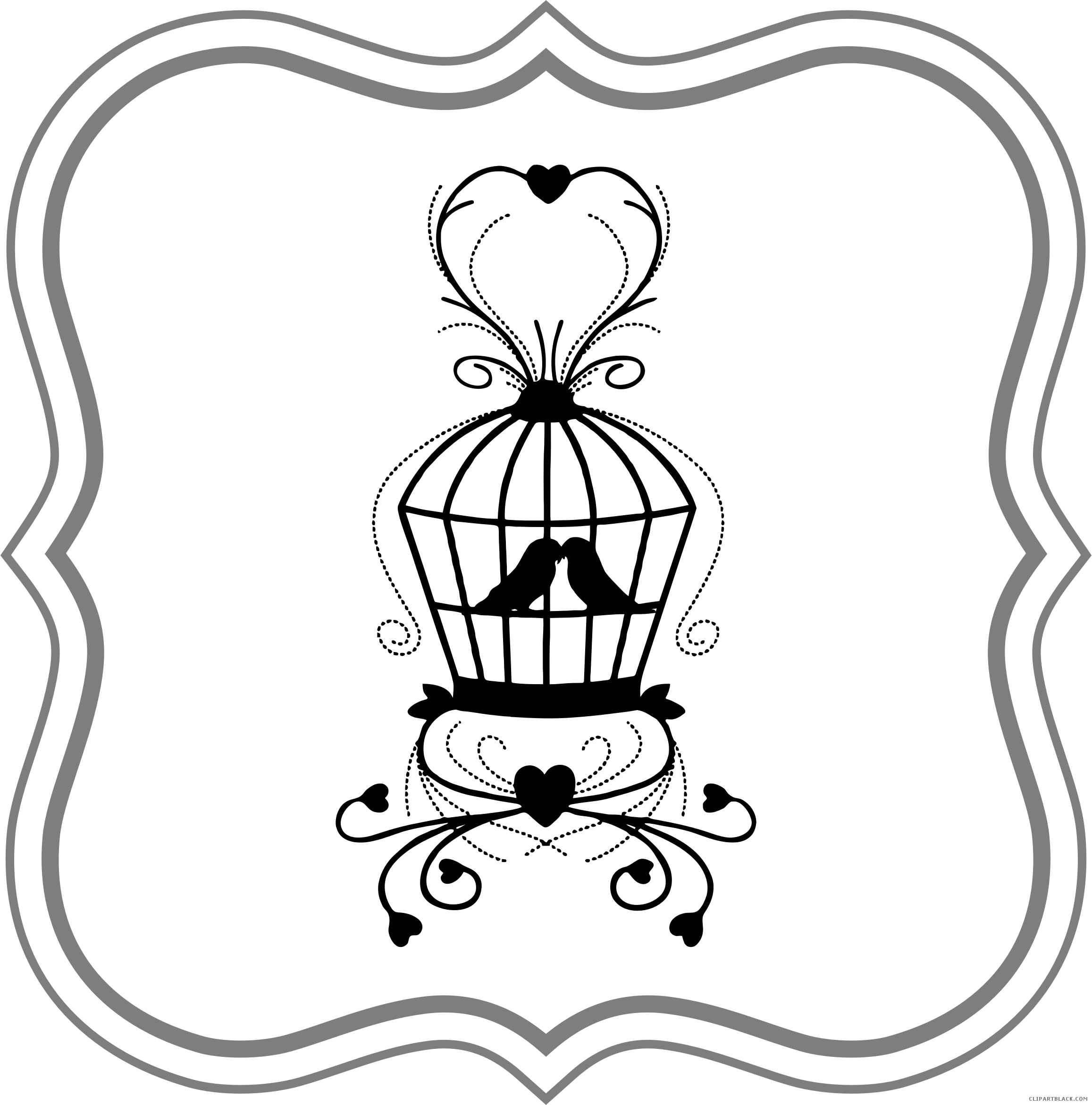 Birdcage Animal Free Black White Clipart Images Clipartblack - Png Download (2314x2342), Png Download