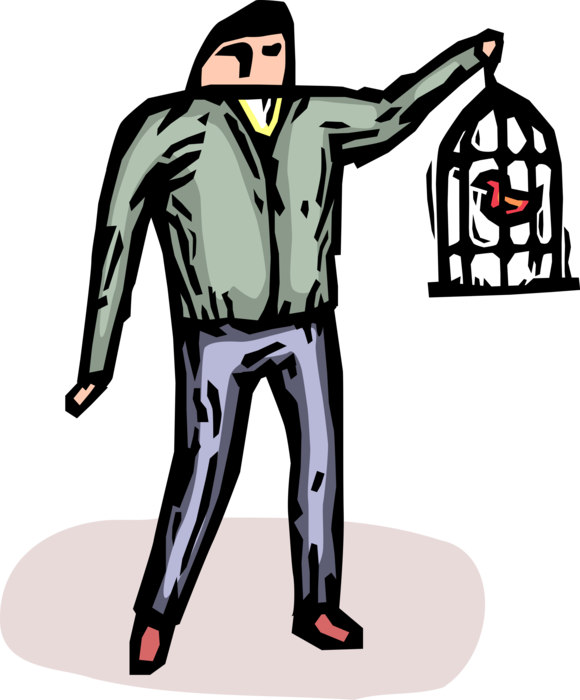 Vector Illustration Of Bird Lover With Pet Bird In Clipart (580x700), Png Download