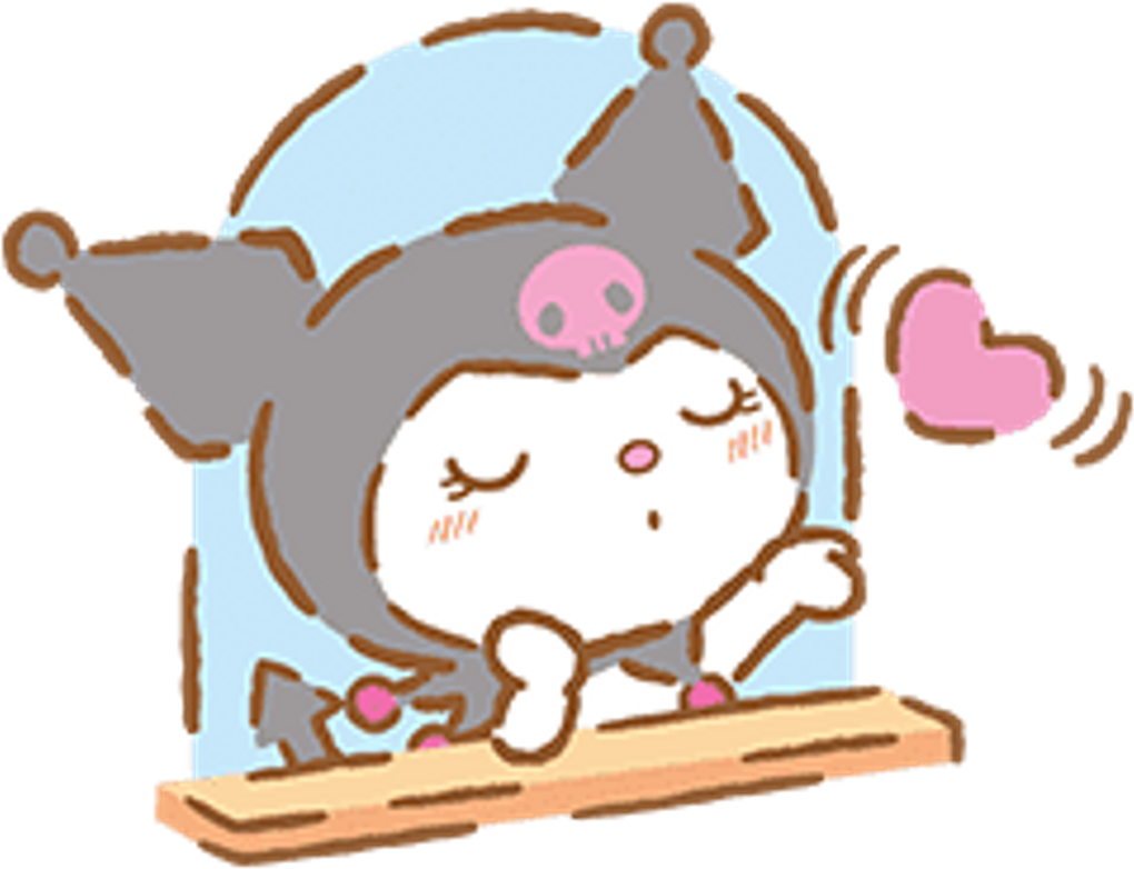 Stickers Kuromi Mymelody Kawaii Window Kiss Heart Heart - Kuromi Stickers Clipart (1024x1024), Png Download