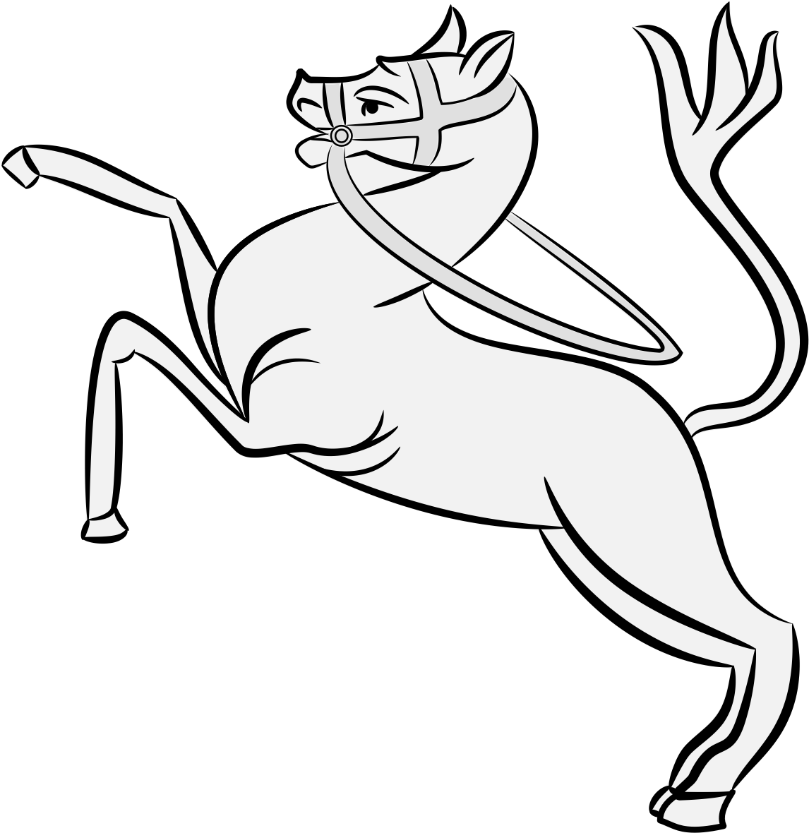 Horse Rampant Bridled - Line Art Clipart (1181x1199), Png Download