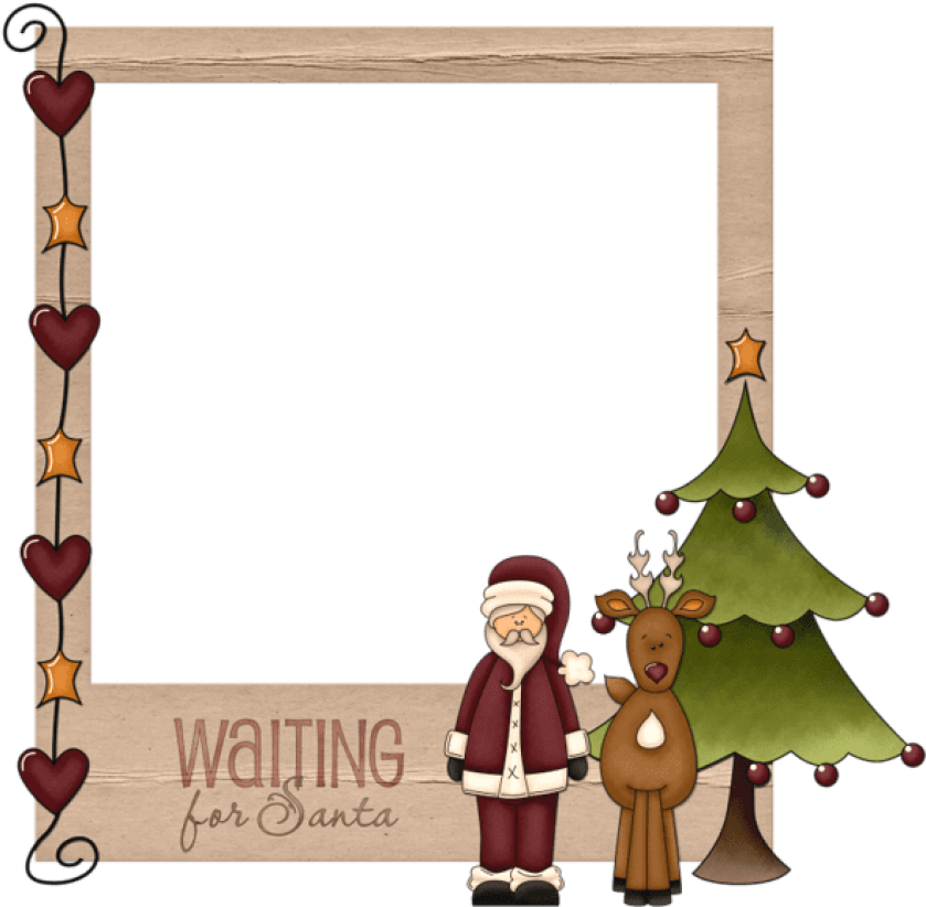 Christmas Waiting For Santaframe Png - Clip Art Santa Frames Transparent Png (850x833), Png Download