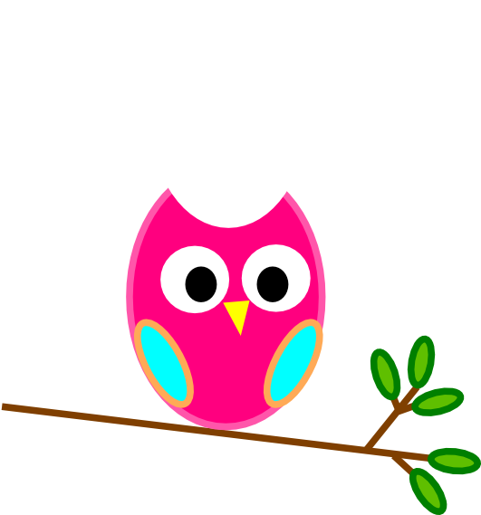 Clip Art - Pink And Green Owls - Png Download (600x568), Png Download