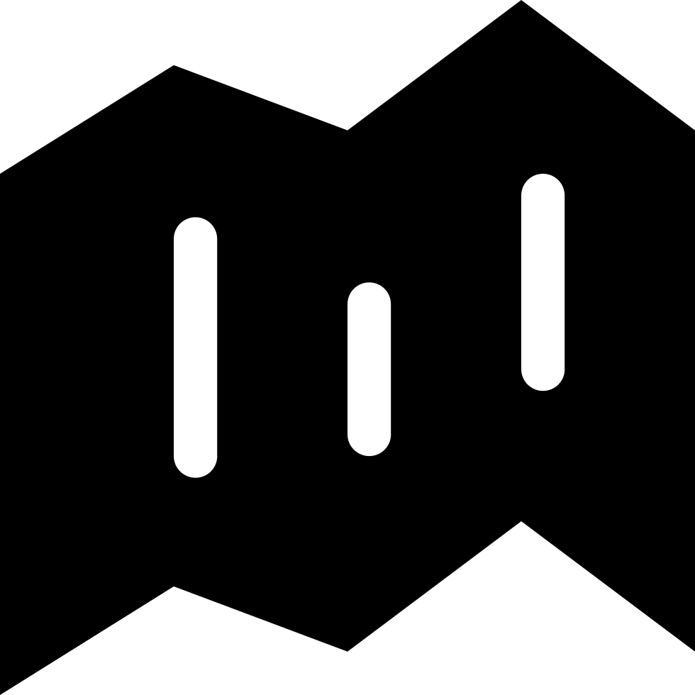 Black Map Folded Paper Symbol Comments - Dark Map Icon Clipart (980x980), Png Download