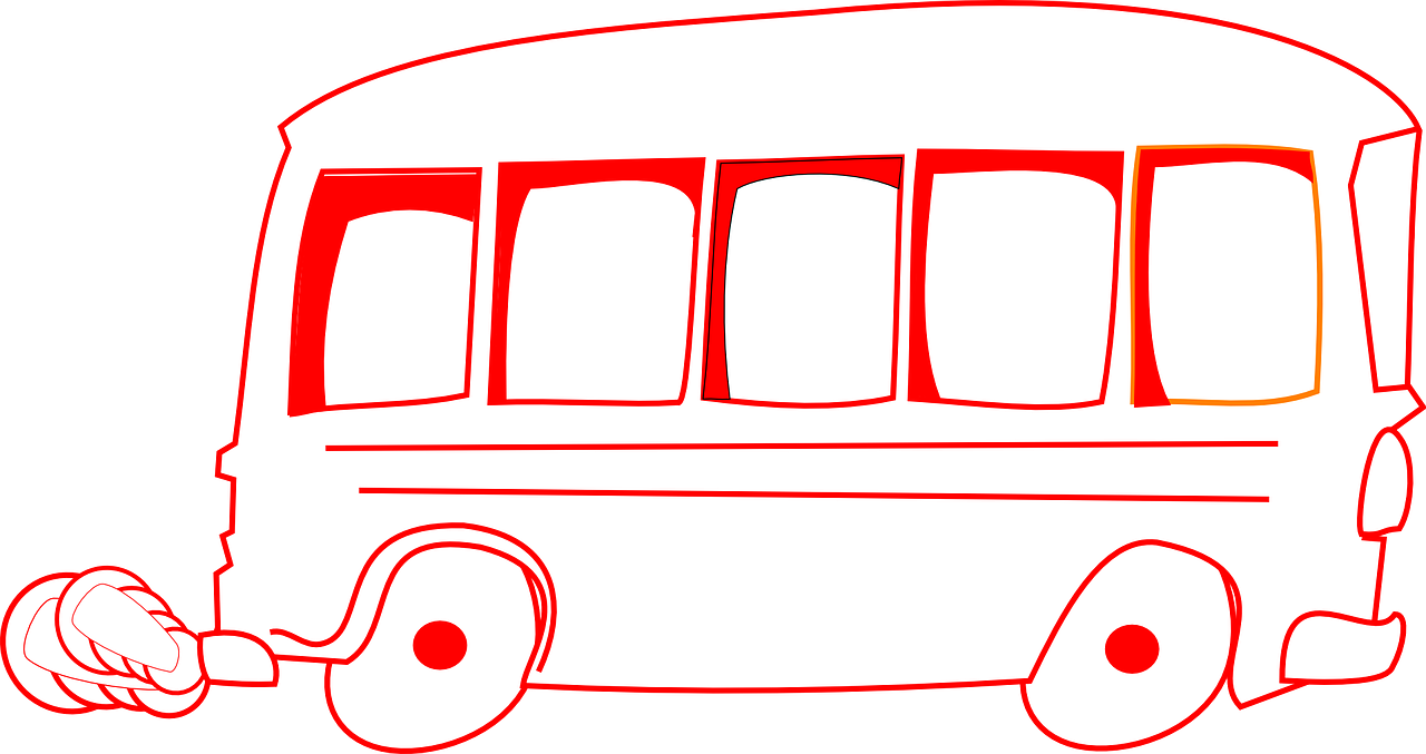 Black And White Bus Clipart - Png Download (1280x677), Png Download