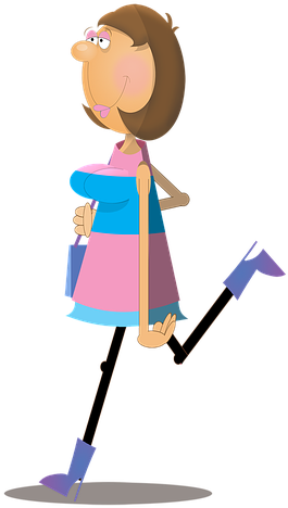 Woman, Female, Cartoon, Character, Walking, Shopping - Cartoon Clipart (524x720), Png Download