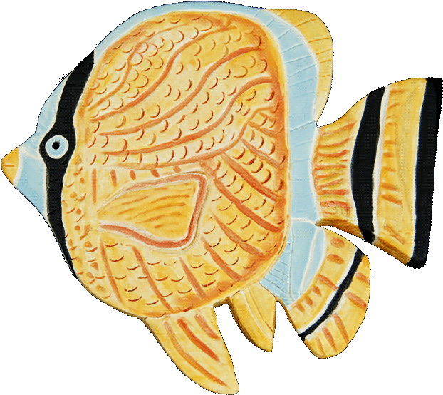Small Free Form Ceramic Tile Of Tropical Fish In Yellow - Tile Clipart (640x570), Png Download