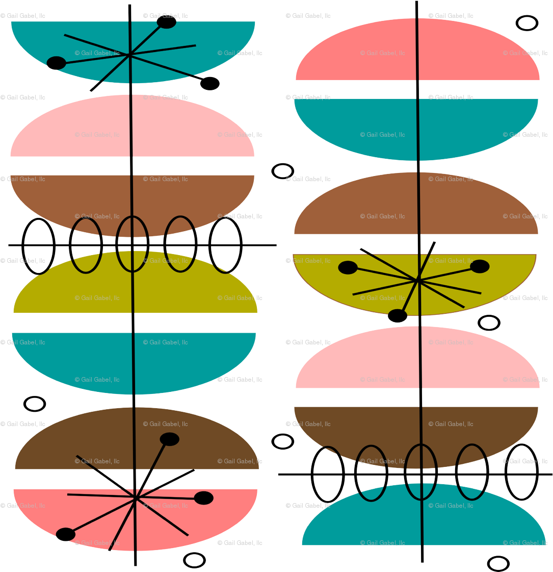 M#century Modern, Atomic Inspired Wallpaper - Mid-century Modern Atomic Custom Fabric By Hot4tees Clipart (1125x1125), Png Download