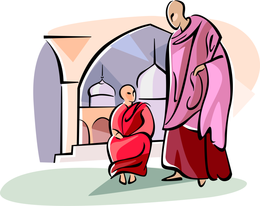 Buddhist Monastic Image Illustration Clipart (886x700), Png Download