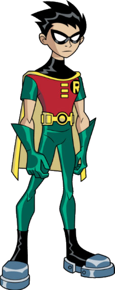 Superhero Robin Png Clipart - Teen Titans Robin Cartoon Transparent Png (400x1006), Png Download
