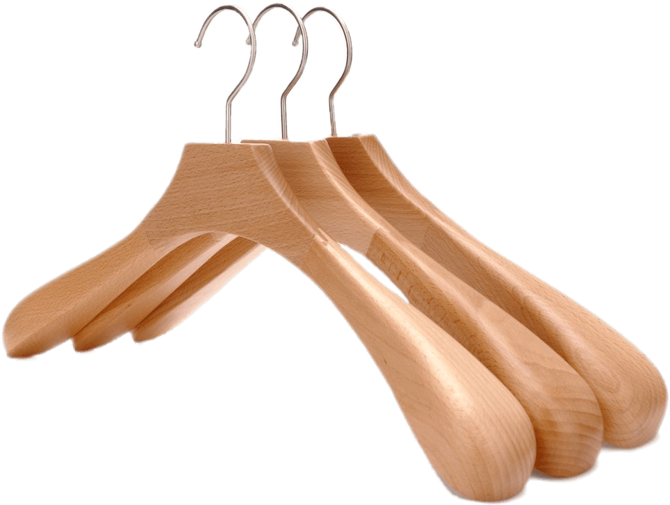 Set Of Wooden Clothes Hangers Transparent Png J.s. Hanger Sturdy Wide