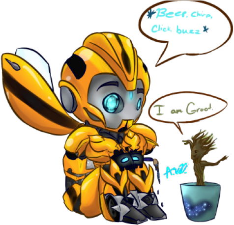 Drawn Bumblebee Kawaii - Transformers Bumblebee Kawaii Clipart (640x480), Png Download