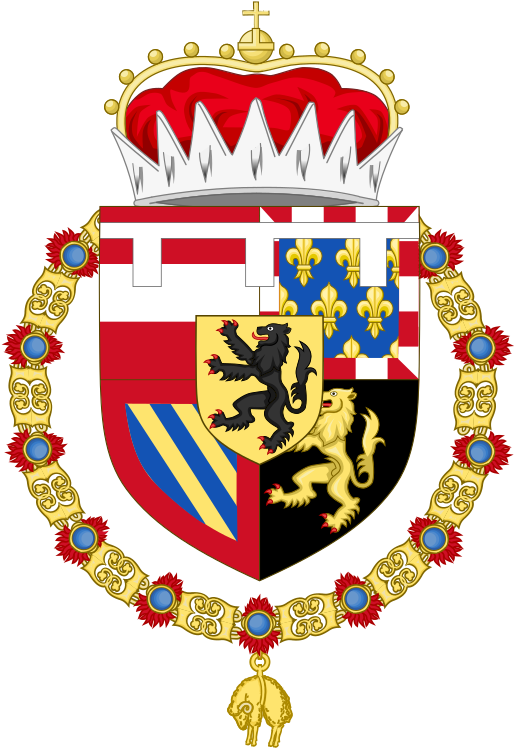 Coat Of Arms Of Charles V, Holy Roman Emperor As Heir - Family Crest Royal Coat Of Arms Clipart (533x767), Png Download