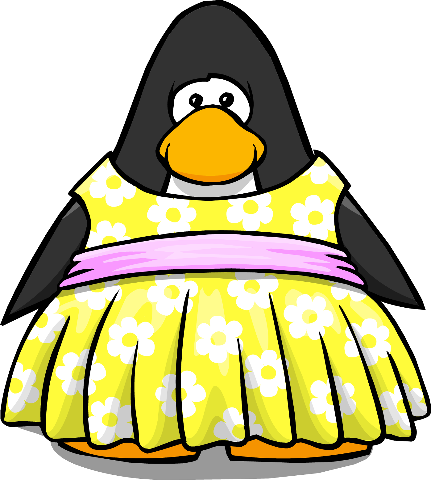 Yellow Sun Dress On Player Card - Club Penguin Wearing A Dress Clipart (1397x1554), Png Download
