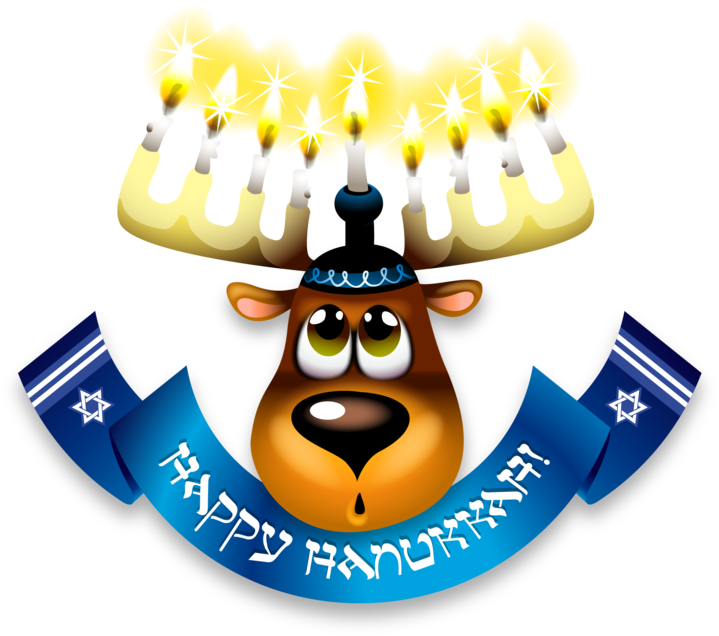 Moose Head With Menorah And Happy Hanukkah Banner - Menorah Reindeer Wristlet Purse, Women's, Pale Blue/burly Clipart (765x700), Png Download