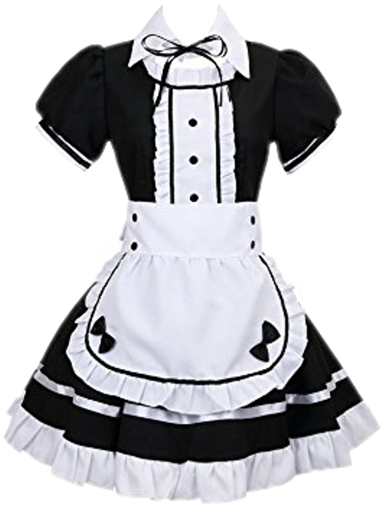 Costume Maid Cosplay French Apron Dress Halloween Anime Clipart (1024x1024), Png Download