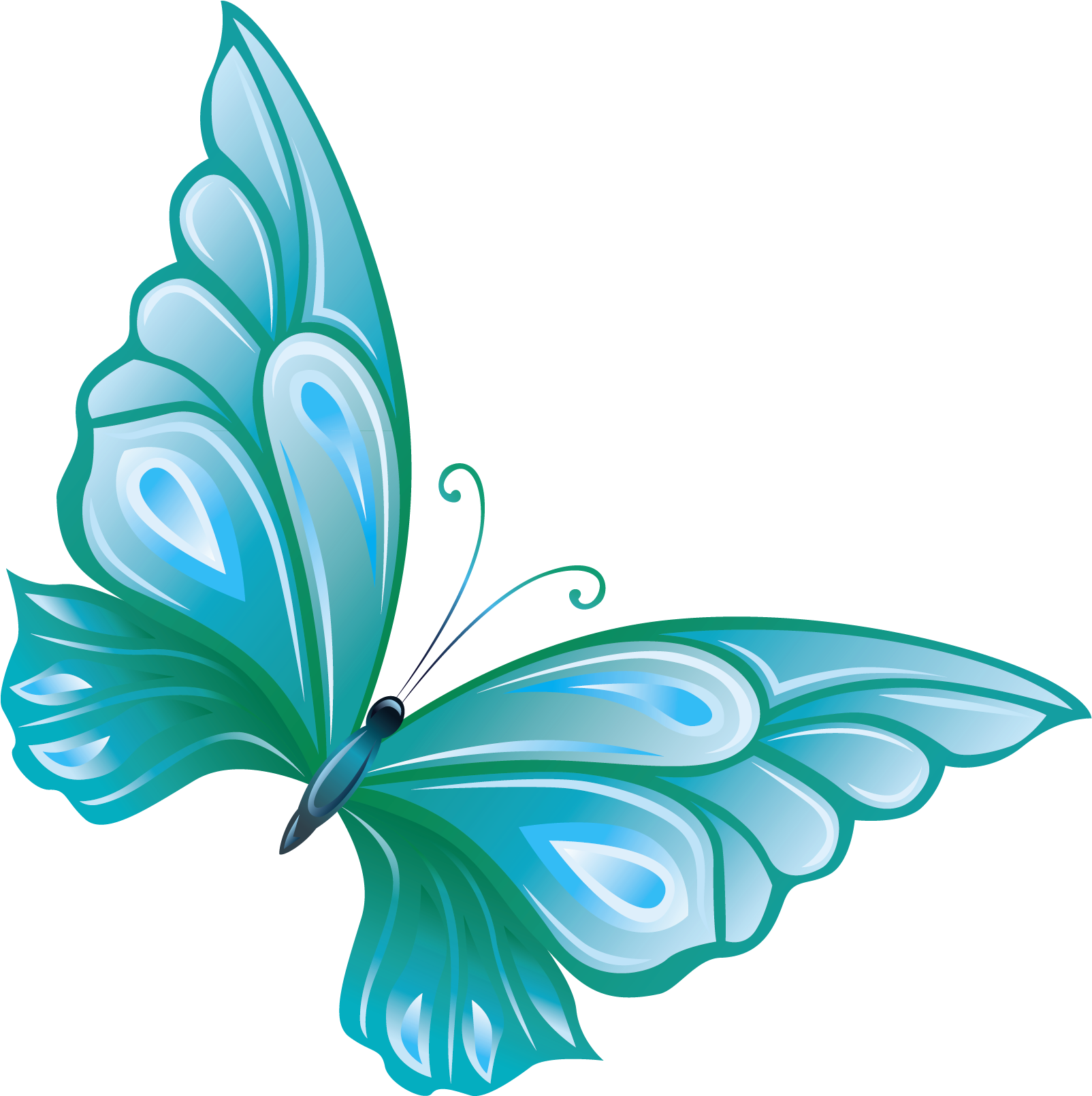Blue - Transparent Background Butterfly Clip Art - Png Download (1721x1776), Png Download
