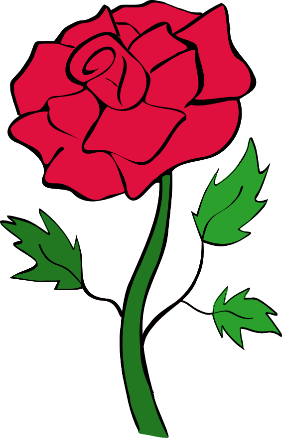 Red Rose Clip Art - Rose Flowers Clip Art Black And White - Png Download (566x880), Png Download